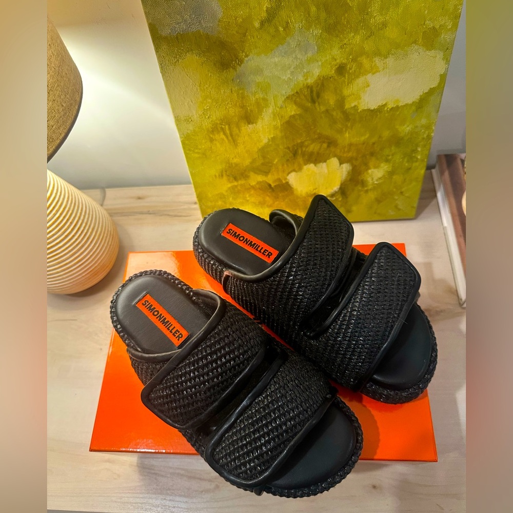 Simon Miller Cro Slide in Black Raffia - Size 38 (8) - Like New (worn once)